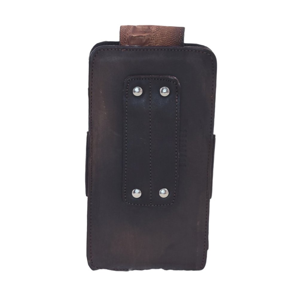 New. Western Cellphone Case. Genuine Ostrich Foot and Cow Leather. Handmade - Picture 4 of 7